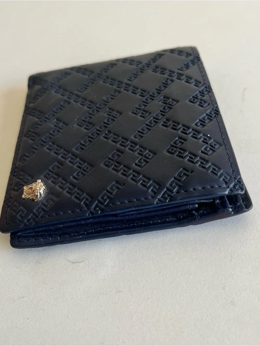 Versace navy leather
